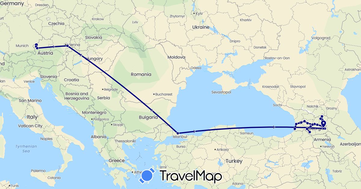 TravelMap itinerary: driving in Austria, Georgia, Turkey (Asia, Europe)